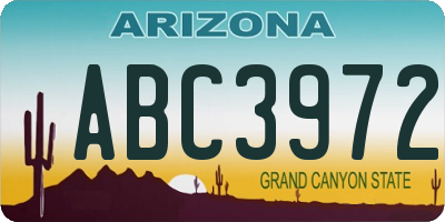 AZ license plate ABC3972