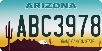 AZ license plate ABC3978