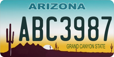 AZ license plate ABC3987