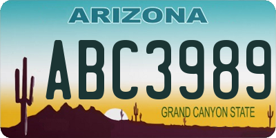 AZ license plate ABC3989