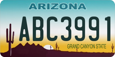 AZ license plate ABC3991