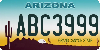 AZ license plate ABC3999