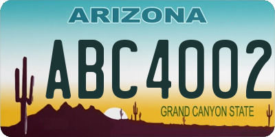AZ license plate ABC4002