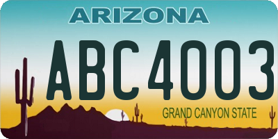 AZ license plate ABC4003