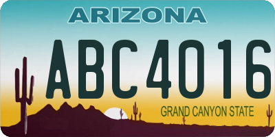 AZ license plate ABC4016
