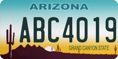 AZ license plate ABC4019