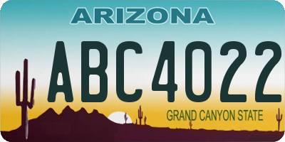 AZ license plate ABC4022