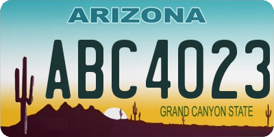 AZ license plate ABC4023
