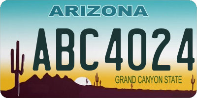 AZ license plate ABC4024
