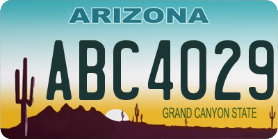 AZ license plate ABC4029