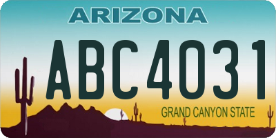 AZ license plate ABC4031