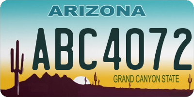 AZ license plate ABC4072