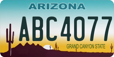 AZ license plate ABC4077