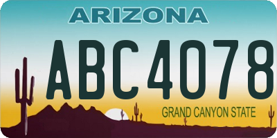 AZ license plate ABC4078