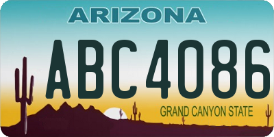 AZ license plate ABC4086