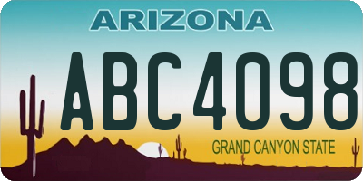 AZ license plate ABC4098