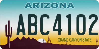 AZ license plate ABC4102