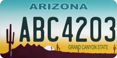 AZ license plate ABC4203