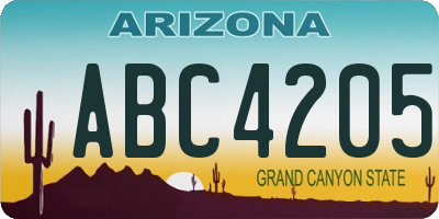 AZ license plate ABC4205