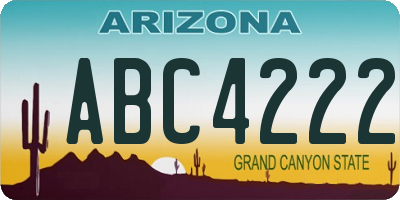 AZ license plate ABC4222