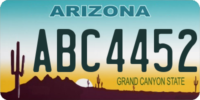 AZ license plate ABC4452