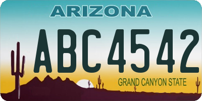 AZ license plate ABC4542