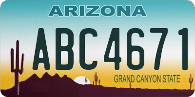 AZ license plate ABC4671