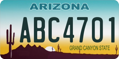 AZ license plate ABC4701