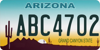 AZ license plate ABC4702