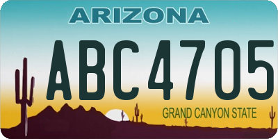 AZ license plate ABC4705
