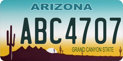 AZ license plate ABC4707