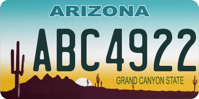 AZ license plate ABC4922