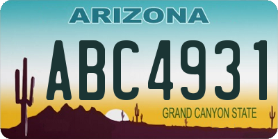 AZ license plate ABC4931