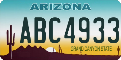 AZ license plate ABC4933