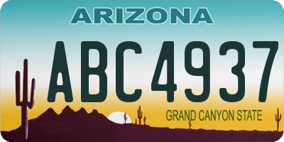 AZ license plate ABC4937