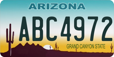 AZ license plate ABC4972