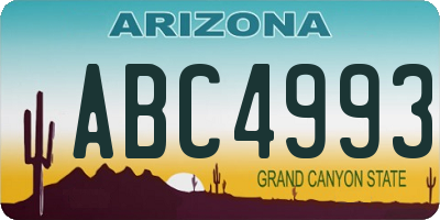 AZ license plate ABC4993