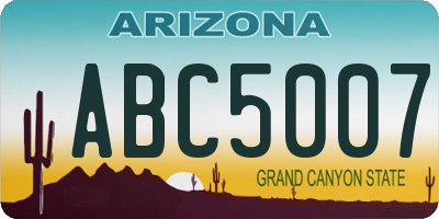 AZ license plate ABC5007