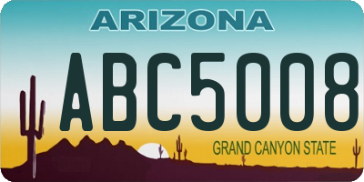 AZ license plate ABC5008