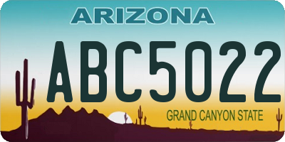 AZ license plate ABC5022
