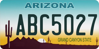 AZ license plate ABC5027