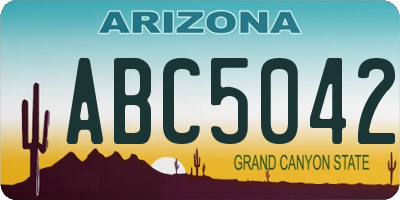 AZ license plate ABC5042