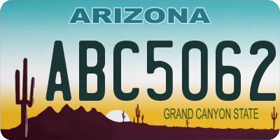 AZ license plate ABC5062