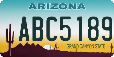 AZ license plate ABC5189
