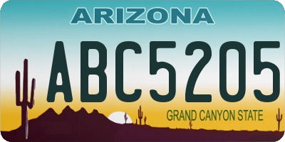 AZ license plate ABC5205