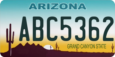 AZ license plate ABC5362