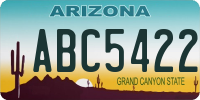AZ license plate ABC5422