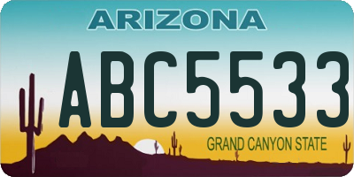 AZ license plate ABC5533