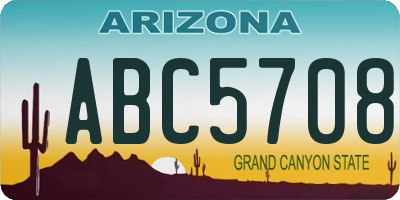 AZ license plate ABC5708