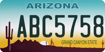 AZ license plate ABC5758